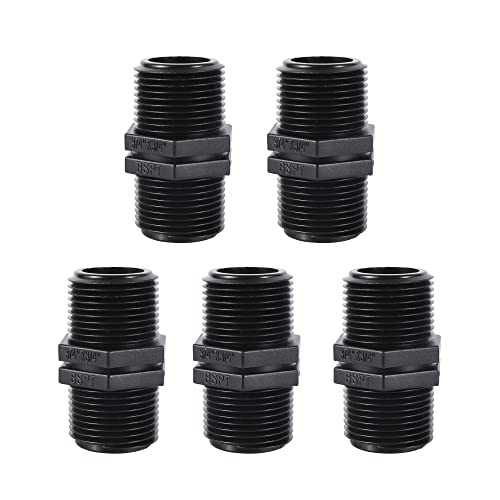 FOGWOWO 5 stuks 3/4 inch x 3/4 inch BSP buitendraad slangaansluiting koppelingen connector gelijke adapter irrigatie slangconnector voor tuinslangsystemen