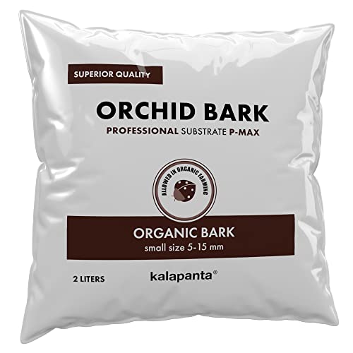 Kalapanta Bark voor orchideeën, Barken, substraat, schors voor orchideeën, ideaal voor het verpotten van alle orchideeën, 2Ltr (Kleine grootte  5-15 mm)