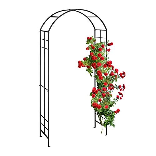 Relaxdays rozenboog metaal, plantenboog tuin, HxBxD: 224 x 110 x 41 cm, stevige tuinboog voor klimplanten, rozen, zwart