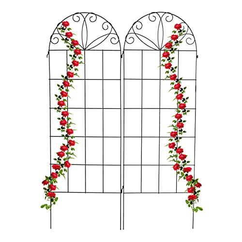 Relaxdays klimplantenrek metaal, set van 2, plantensteun voor klimplanten, steeksysteem, rozen, HxB: 153 x 51 cm, zwart