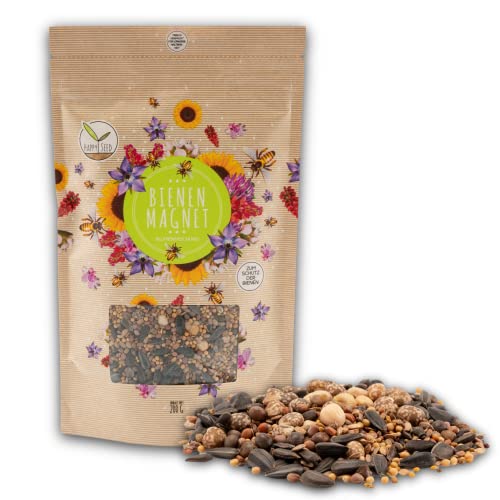 HappySeed 200g Bloemzadenmix voor een kleurrijke bijenweide Bloemrijk en nectarrijk bloemenzaadmengsel voor bijen en vlinders (incl. GRATIS e-Book)