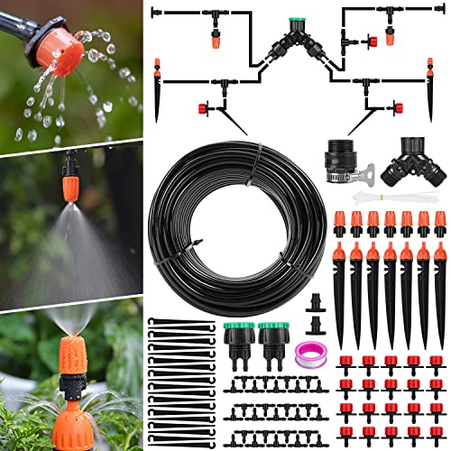 Aiglam Irrigatiesysteem Tuin, 40M Druppelirrigatie Kit Automatische Irrigatie Micro Sprinkler Struik Drip Kit Tuin Irrigatie voor Landschap, Bloembed, Patio Planten