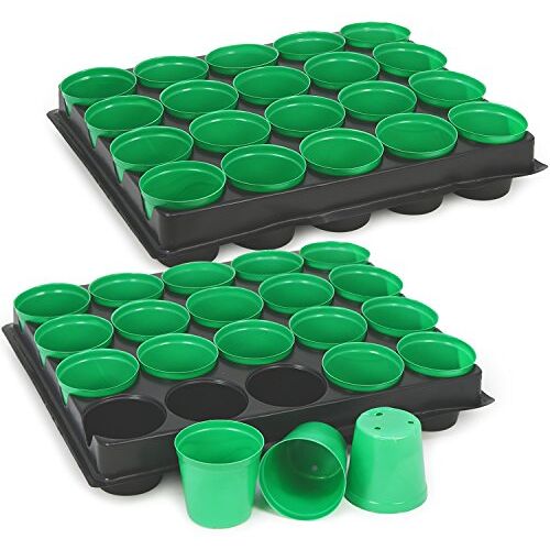 com-four ® 40x kweekpotten met plantenbakken voor het kweken van planten, plantenbak voor 40 planten, 30,5 x 25,5 x 5,8 cm (02 stuks kweekpotten met tray)