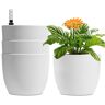 T4U Bloempot, geeft zichzelf water, 15 cm, wit, met waterindicator, set van 4, waterreservoir, plantenbak, voor binnen en buiten