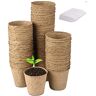 LATERN 100 stuks 8 cm biologisch afbreekbare vezelzaadpotten voor zaailingen en verplanten, met 100 stuks plastic plantenlabels (wit, 5 x 1 cm)