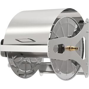 Relaxdays RVS slanghaspel, voor 40 m 1/2" slang, wandmontage, slangoproller, zilver, 31 x 40 x 36 cm Relaxdays RVS slanghaspel, voor 40 m 1/2" slang, wandmontage, slangoproller, zilver, 31 x 40 x 36 cm