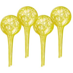 Relaxdays waterdruppelaar glas, set van 4, HxØ: 15 x 6 cm, waterbollen kamer- en balkonplanten, watergeefsysteem, geel Relaxdays waterdruppelaar glas, set van 4, HxØ: 15 x 6 cm, waterbollen kamer- en balkonplanten, watergeefsysteem, geel