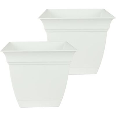 The HC Companies 30,5 cm Eclipse vierkante plantenbak met schotel Indoor Outdoor Plant Pot voor Bloemen Groenten Kruiden, Wit (Pack van 2) The HC Companies 30,5 cm Eclipse vierkante plantenbak met schotel Indoor Outdoor Plant Pot voor Bloemen Groenten Kruiden, Wit (Pack van 2)