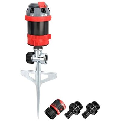 Eden 94144 Rotary Gear Drive Sprinkler met 6 patronen met Step Spike Gear Drive, Heavy Duty, Tuinieren Watering System, Tuin & Gazons, Multi Patroon, Dekking tot 5278 sq.ft Eden 94144 Rotary Gear Drive Sprinkler met 6 patronen met Step Spike Gear Drive, Heavy Duty, Tuinieren Watering System, Tuin & Gazons, Multi Patroon, Dekking tot 5278 sq.ft