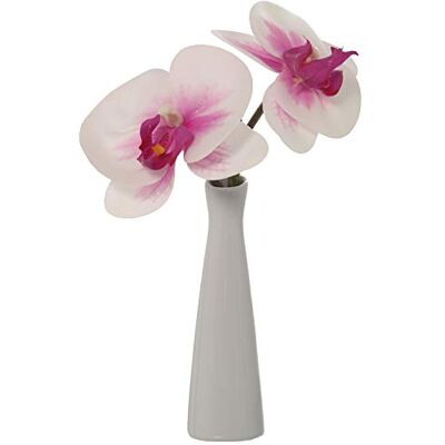 DRW Set van 4 paarse blikjes van wit porselein met Peva/PE orchidee in wit en roze 15 x 7 x 25 cm bloem 9 x 8 cm porselein 4 x 14 cm DRW Set van 4 paarse blikjes van wit porselein met Peva/PE orchidee in wit en roze 15 x 7 x 25 cm bloem 9 x 8 cm porselein 4 x 14 cm