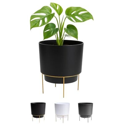 Bloem Hopson Plantenbak met metalen gouden standaard (HOP0600-M), zwart, 6", 6 Bloem Hopson Plantenbak met metalen gouden standaard (HOP0600-M), zwart, 6", 6