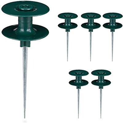 Relaxdays tuinslang geleider, set van 6, geleider voor tuinslangen, grondanker, kunstof & metaal, HxØ 24,5x9 cm, groen Relaxdays tuinslang geleider, set van 6, geleider voor tuinslangen, grondanker, kunstof & metaal, HxØ 24,5x9 cm, groen