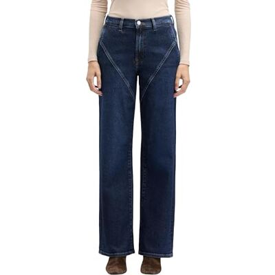 7 For All Mankind Stovepipe Rechte Blauwe rest met Seamed Details, Donkerblauw, 23W 7 For All Mankind Stovepipe Rechte Blauwe rest met Seamed Details, Donkerblauw, 23W