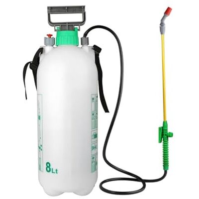 DAIMANN Drukspuit 8 liter met schouderriem en verstelbare lans voor het vernevelen van tuin, moestuin en ongediertebestrijding, eenvoudig te bedienen met handmatige pomp DAIMANN Drukspuit 8 liter met schouderriem en verstelbare lans voor het vernevelen van tuin, moestuin en ongediertebestrijding, eenvoudig te bedienen met handmatige pomp