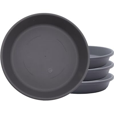 The HC Companies SLI06000A42T036LREFD klassieke ronde plastic plantenschotel, 15,2 cm (pak van 4), warm grijs The HC Companies SLI06000A42T036LREFD klassieke ronde plastic plantenschotel, 15,2 cm (pak van 4), warm grijs