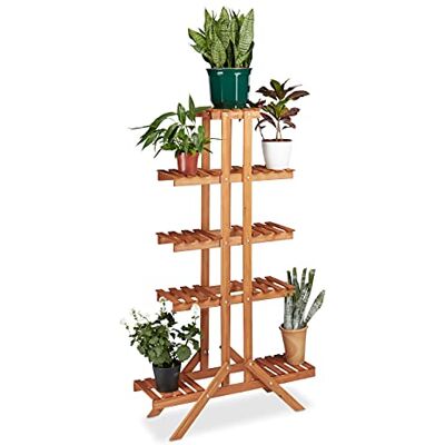Relaxdays plantenrek met 5 etages, hout, plantentrap voor binnen, decoratie, HBD: ca. 142,5 x 83 x 28,5 cm, lichtbruin Relaxdays plantenrek met 5 etages, hout, plantentrap voor binnen, decoratie, HBD: ca. 142,5 x 83 x 28,5 cm, lichtbruin