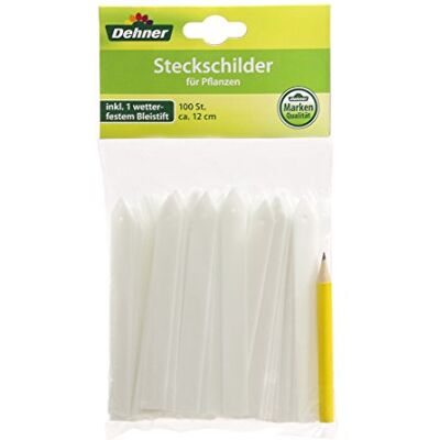 Dehner Plantaccessoires, steeketiketten met potlood, 100 stuks, lengte 12 cm Dehner Plantaccessoires, steeketiketten met potlood, 100 stuks, lengte 12 cm