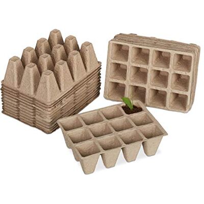 Relaxdays kweektray, 24x, 12 cellen, voor 288 zaailingen, papier, biologisch afbreekbaar, HBD: 5x16,5x12 cm, natuur Relaxdays kweektray, 24x, 12 cellen, voor 288 zaailingen, papier, biologisch afbreekbaar, HBD: 5x16,5x12 cm, natuur