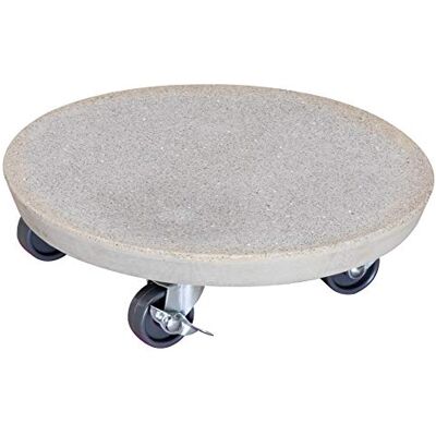 WAGNER Plantentrolley STONE Ø 28 x 7,5 cm I Bloementrolley voor binnen + buiten I Containertrolley van beton, lichte terrazzo-optiek, met 2 onderbrekingen I Draagvermogen 100 kg 20090001 WAGNER Plantentrolley STONE Ø 28 x 7,5 cm I Bloementrolley voor binnen + buiten I Containertrolley van beton, lichte terrazzo-optiek, met 2 onderbrekingen I Draagvermogen 100 kg 20090001