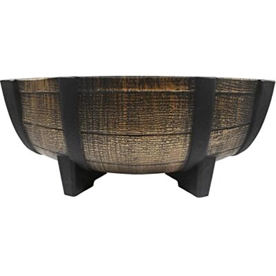 The HC Companies 16 Inch Whisky Barrel Bowl Planter Weerbestendige Hars Plant Pot voor Binnen Buiten Gebruik in Gouden Eiken Kleur (Faux Hout) The HC Companies 16 Inch Whisky Barrel Bowl Planter Weerbestendige Hars Plant Pot voor Binnen Buiten Gebruik in Gouden Eiken Kleur (Faux Hout)
