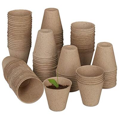 Relaxdays kweekpotjes afbreekbaar, set van 120, zaaipotjes, cellulose, HxD: 7,5x8 cm, ronde stekpotjes, klein, natuur Relaxdays kweekpotjes afbreekbaar, set van 120, zaaipotjes, cellulose, HxD: 7,5x8 cm, ronde stekpotjes, klein, natuur