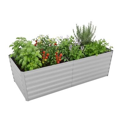 Relaxdays Moestuinbak, rechthoekig, verzinkt metaal, bloemen, planten & groenten, 60x200x100 cm, lichtgrijs Relaxdays Moestuinbak, rechthoekig, verzinkt metaal, bloemen, planten & groenten, 60x200x100 cm, lichtgrijs