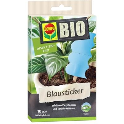 Compo Biologische blauwe stickers, lijmval beschermt sierplanten en consumptieculturen zoals tomaten, helpt bij trips, decoratief in pot, 10 stuks. Beschermt sierplanten en eetgewassen zoals tomaten, decoratieve vorm voor de bloempot, eenvoudig in gebru Compo Biologische blauwe stickers, lijmval beschermt sierplanten en consumptieculturen zoals tomaten, helpt bij trips, decoratief in pot, 10 stuks. Beschermt sierplanten en eetgewassen zoals tomaten, decoratieve vorm voor de bloempot, eenvoudig in gebru