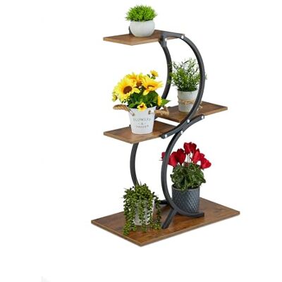 Relaxdays plantenrek binnen, étagère voor 5 potten, HxBxD 76x48x30 cm, zwart-bruin Relaxdays plantenrek binnen, étagère voor 5 potten, HxBxD 76x48x30 cm, zwart-bruin