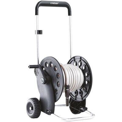 Claber Ecosei trolley, gedemonteerd, in set, eenvoudige montage en zonder gereedschap, frame, zwart/aluminium Claber Ecosei trolley, gedemonteerd, in set, eenvoudige montage en zonder gereedschap, frame, zwart/aluminium
