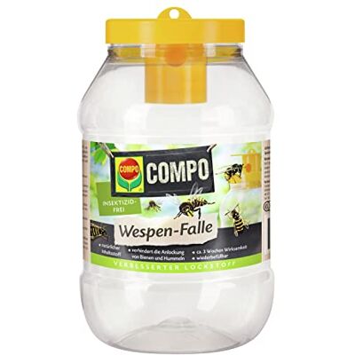 Compo Wespen-val, natuurlijk ingrediënt, insecticidevrij, langdurige werking tot 3 weken, navulbaar, wespenspray Natuurlijk ingrediënt, navulbaar, veilige wespenafweer zonder chemicaliën, voor tuin en terras Compo Wespen-val, natuurlijk ingrediënt, insecticidevrij, langdurige werking tot 3 weken, navulbaar, wespenspray Natuurlijk ingrediënt, navulbaar, veilige wespenafweer zonder chemicaliën, voor tuin en terras
