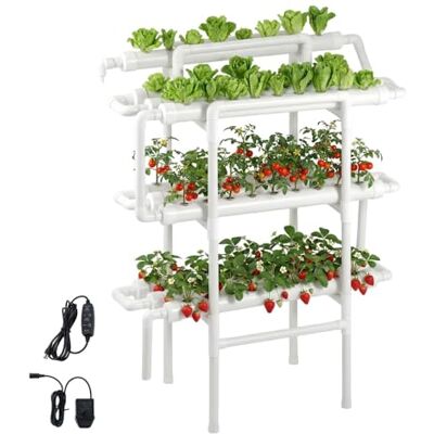 VEVOR Hydrocultuur plantensysteem, 3 niveaus, 90 sleuven, UPVC-buisaanbouwsysteem met timer voor irrigatie, ondoorzichtige buizen, hydrocultuur toren voor groenten, fruit en kruiden VEVOR Hydrocultuur plantensysteem, 3 niveaus, 90 sleuven, UPVC-buisaanbouwsysteem met timer voor irrigatie, ondoorzichtige buizen, hydrocultuur toren voor groenten, fruit en kruiden