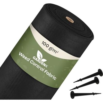 GARDENIX Onkruiddoek met 50 grondankers, 200 m² (2 m x 100 m), waterdoorlatend, 100 g/m², zwart, UV-bestendig folie, vlies, verhoogd bed, onkruidbeschermingsfolie, tuinfolie, plantenfolie, 200 m² GARDENIX Onkruiddoek met 50 grondankers, 200 m² (2 m x 100 m), waterdoorlatend, 100 g/m², zwart, UV-bestendig folie, vlies, verhoogd bed, onkruidbeschermingsfolie, tuinfolie, plantenfolie, 200 m²