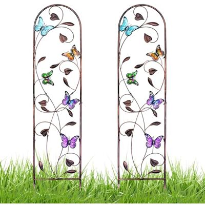 aboxoo Set of 2 Packs Butterfly Metal Garden Trellis for Climbing Plants,Outdoor Decorative Flowers Arch Fence Trellis for Outdoor Patio,Garden,Lawn,Yard,Backyard,Wall Brackets,60'' H x 11'' W aboxoo Set of 2 Packs Butterfly Metal Garden Trellis for Climbing Plants,Outdoor Decorative Flowers Arch Fence Trellis for Outdoor Patio,Garden,Lawn,Yard,Backyard,Wall Brackets,60'' H x 11'' W