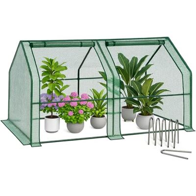 VOUNOT ® Mini Tuinkas 180x90x90 cm, Wandelbare Foliekas met 2 Ritsdeuren, Compact Kweekkas voor Balkon en Tuin, Versterkte PE-Folie 135 g/m², Groen VOUNOT ® Mini Tuinkas 180x90x90 cm, Wandelbare Foliekas met 2 Ritsdeuren, Compact Kweekkas voor Balkon en Tuin, Versterkte PE-Folie 135 g/m², Groen