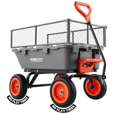 VEVOR Kiepwagen voor de tuin, draagkracht 362 kg, met stiketschutting, snelontladingsmechanisme, draaibare wielen, draaibare handgreep, tuinwagen voor planten, bodem VEVOR Kiepwagen voor de tuin, draagkracht 362 kg, met stiketschutting, snelontladingsmechanisme, draaibare wielen, draaibare handgreep, tuinwagen voor planten, bodem