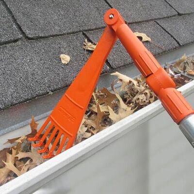 EZ SMART Mini-harkkop – Gotenhark voor het verwijderen van bladeren en vuil van daken, goten en moeilijk bereikbare plekken – Past op standaard Acme-schroefdraad en de aanbevolen Pole (niet EZ SMART Mini-harkkop – Gotenhark voor het verwijderen van bladeren en vuil van daken, goten en moeilijk bereikbare plekken – Past op standaard Acme-schroefdraad en de aanbevolen Pole (niet