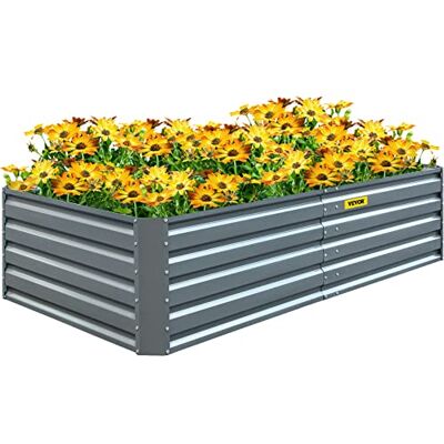 VEVOR Gegalvaniseerd verhoogd tuinbed, 80 "x 40" x 19" metalen plantenbak, grijze stalen plantenset met verhoogd tuinbed, plantenbakken buiten voor het kweken van groenten, bloemen, fruit, kruiden en VEVOR Gegalvaniseerd verhoogd tuinbed, 80 "x 40" x 19" metalen plantenbak, grijze stalen plantenset met verhoogd tuinbed, plantenbakken buiten voor het kweken van groenten, bloemen, fruit, kruiden en