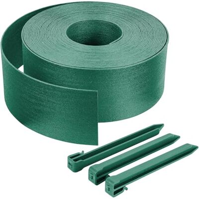 VOUNOT ® Gazonrand Flexibel van PE, Border met 12 Grondpinnen, Tuinrand en Beeteinfassung Lengte 20m, Hoogte 8cm, Dik 3mm, Groen VOUNOT ® Gazonrand Flexibel van PE, Border met 12 Grondpinnen, Tuinrand en Beeteinfassung Lengte 20m, Hoogte 8cm, Dik 3mm, Groen