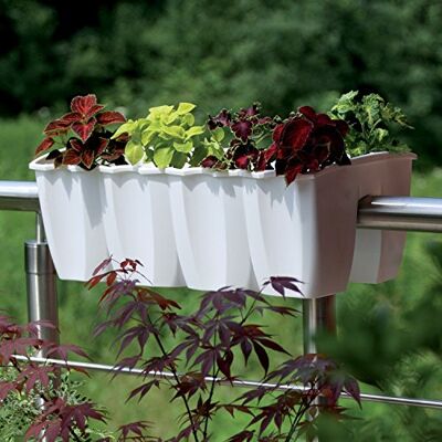 Prosperplast Bloembak, wit, 18 liter, balkonbak, bloempot, leuning, pot, groot Prosperplast Bloembak, wit, 18 liter, balkonbak, bloempot, leuning, pot, groot