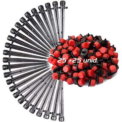 AQUA CONTROL Druppelirrigatieset met druppels, 25 instelbare druppelaars van 0 tot 70 l/uur + 25 instelbare druppelaars van 0 tot 70 l/uur met grondpen. AQUA CONTROL Druppelirrigatieset met druppels, 25 instelbare druppelaars van 0 tot 70 l/uur + 25 instelbare druppelaars van 0 tot 70 l/uur met grondpen.