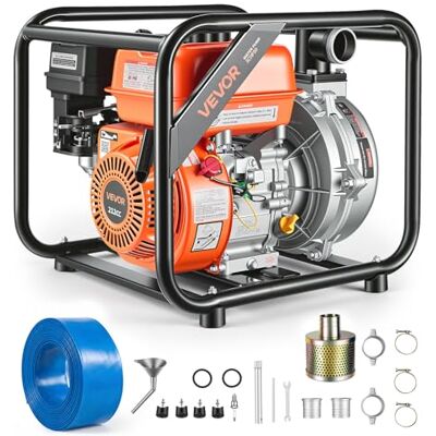 VEVOR Benzine-waterpomp, 49,9 m opvoerhoogte, vuilwaterpomp 6 pk, draagbare motorpomp, benzinemotor met 762 cm uitlaatslang, gietijzeren loopwiel, tuinpomp voor irrigatie, vijvers en zwembaden VEVOR Benzine-waterpomp, 49,9 m opvoerhoogte, vuilwaterpomp 6 pk, draagbare motorpomp, benzinemotor met 762 cm uitlaatslang, gietijzeren loopwiel, tuinpomp voor irrigatie, vijvers en zwembaden