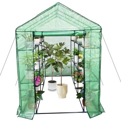 GarveeHome Broeikas foliekas, inloopbaar tuinhuisje met plank, tomatenkas, tomatenkas, folie broeikas voor tomaten, groenten, fruit, bloemen GarveeHome Broeikas foliekas, inloopbaar tuinhuisje met plank, tomatenkas, tomatenkas, folie broeikas voor tomaten, groenten, fruit, bloemen