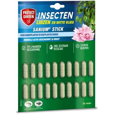 PROTECT GARDEN Sanium Stick 20 Stuks Insecten Bestrijdingsmiddel Voor Kamer- en Kuipplanten Binnen Tegen o.a. Bladluis en Wolluis Snel Resultaat Tot 16 Weken Bescherming PROTECT GARDEN Sanium Stick 20 Stuks Insecten Bestrijdingsmiddel Voor Kamer- en Kuipplanten Binnen Tegen o.a. Bladluis en Wolluis Snel Resultaat Tot 16 Weken Bescherming