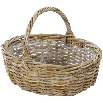 Dehner Rotan Plantenmand met handvat, ca. 46 x 39 x 18 cm, rotan vlechtwerk, grijs/bruin Dehner Rotan Plantenmand met handvat, ca. 46 x 39 x 18 cm, rotan vlechtwerk, grijs/bruin