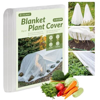Velway 2,4 x 10 m Plant Fleece Vorstbescherming 30gsm Heavy Duty Plant Antivries Doek Winter Tuin Bescherming Doek voor Groenten Bloem van Vogels Insect Velway 2,4 x 10 m Plant Fleece Vorstbescherming 30gsm Heavy Duty Plant Antivries Doek Winter Tuin Bescherming Doek voor Groenten Bloem van Vogels Insect