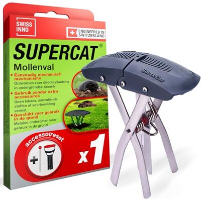 SWISSINNO SuperCat Mollenval incl. Accessoireset – Tunnelsonde & Grondsnijder – Zeer Effectieve Mollenval met Hoge Vangst – Eenvoudig in Gebruik, Veilig en Herbruikbaar SWISSINNO SuperCat Mollenval incl. Accessoireset – Tunnelsonde & Grondsnijder – Zeer Effectieve Mollenval met Hoge Vangst – Eenvoudig in Gebruik, Veilig en Herbruikbaar