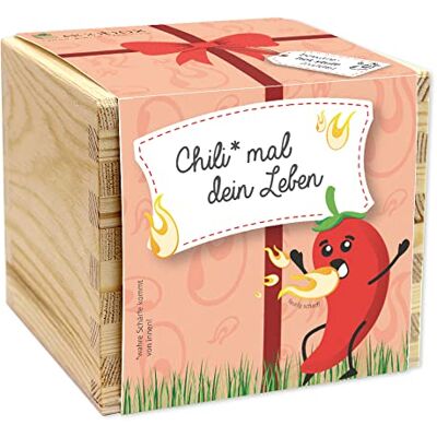 Feel Green WE CREATE NATURE ecobox, Chili mal dein Leben, Bio zaden, planten uit de houten doos, 11 x 11 x 10 cm, Made in Austria, duurzaam cadeau-idee, kweek your own/kweekset Feel Green WE CREATE NATURE ecobox, Chili mal dein Leben, Bio zaden, planten uit de houten doos, 11 x 11 x 10 cm, Made in Austria, duurzaam cadeau-idee, kweek your own/kweekset
