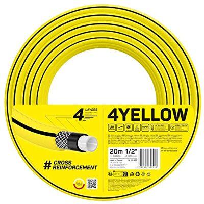 Cellfast gele tuinslang - 20m - 1/2" - Versterkt 4-laags - Tuinslang Cellfast gele tuinslang - 20m - 1/2" - Versterkt 4-laags - Tuinslang