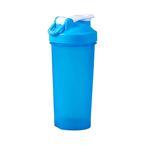 Hdbcbdj Waterbeker 600 ml eiwit shakerfles eiwitpoeder schudbeker voor sportschool Ffitness Sport Shaker slushy beker W/schaal draagbare waterfles (kleur: blauw 600 ml)