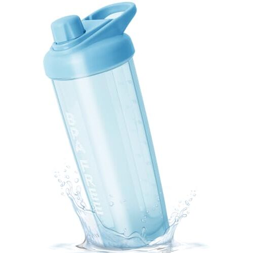 Generic OYEYE Protein Shaker fles, Nutrition Eiwitshaker 700 ml, fitnessbeker, BPA-vrij, met roerkogel, roestvrij staal voor romige, klontervrije shakesshakes, eiwitshake met schaal, lekvrije beker, blauw